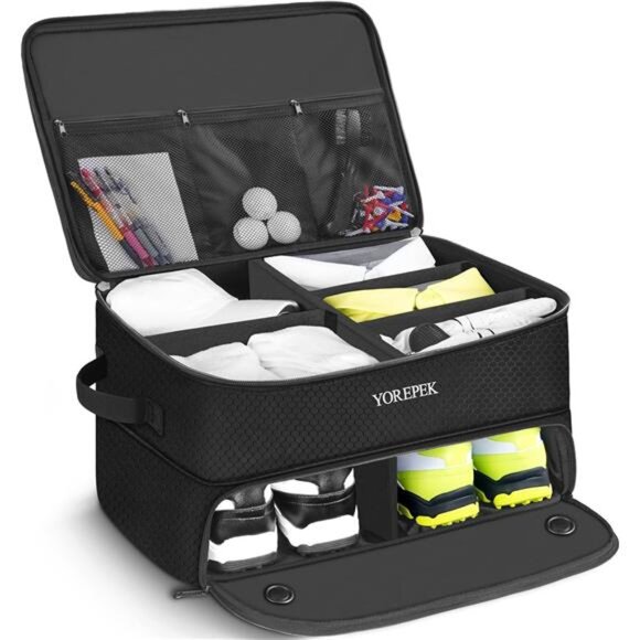 2 Layer Golf Trunk Organizer Waterproof Car Golf Locker Separate Compartment